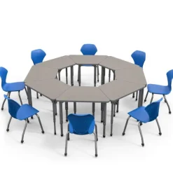 Classroom Set- 8 Trapezoid Desks & Apex Chairs