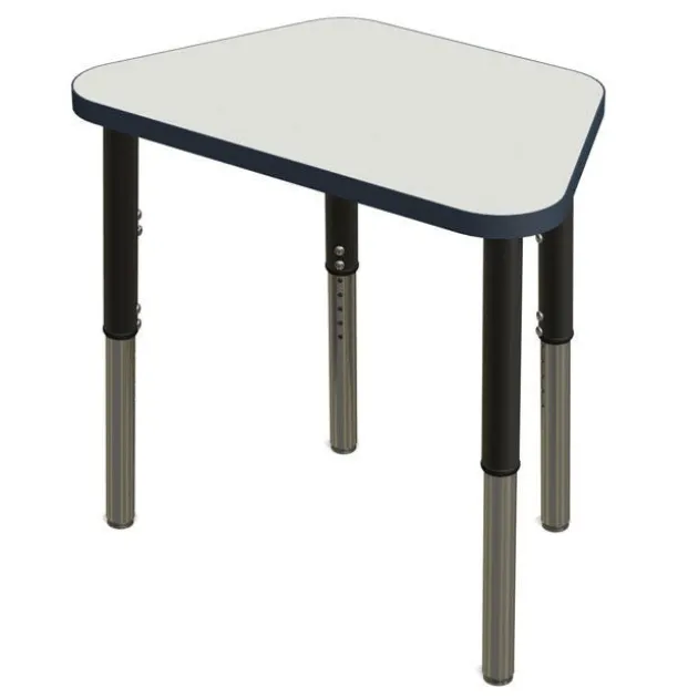 Classroom Set - 6 Trapezoid Synergy Dry Erase Synergy Student Desks and Stack Chairs