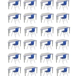 Classroom Set - 24 Trapezoid Synergy Student Desks and Stack Chairs
