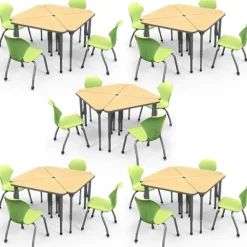 Classroom Set- 20 Triangle Desks & Apex Chairs