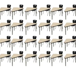 Classroom Set - 24 Triangle Synergy Student Desks and Stack Chairs