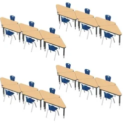 Classroom Set - 24 Triangle Synergy Student Desks and Stack Chairs