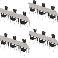 Classroom Set - 24 Triangle Synergy Student Desks and Stack Chairs