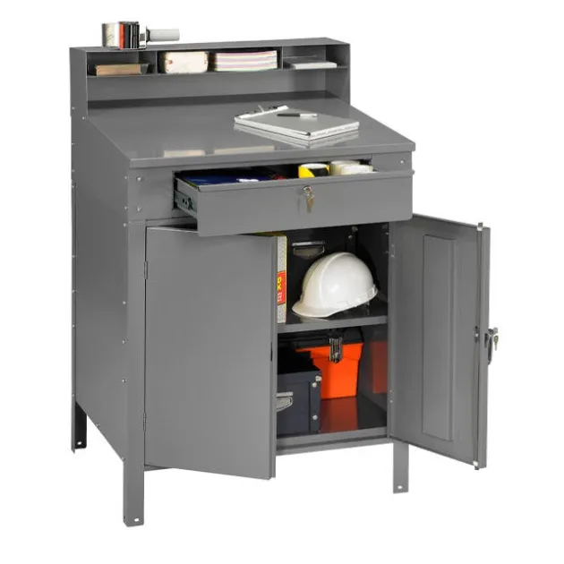 Closed Style Foreman's Shop Desk with Storage Cabinet