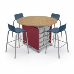 Compass Island Round Cabinet & 30" Hierarchy Low Back Stool Package