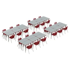 Corrella Height Adjustable Collaborative Desk Package w/ 24 Rectangle Desks & 24 Chairs