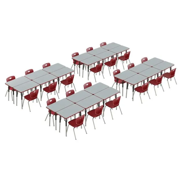 Corrella Height Adjustable Collaborative Desk Package w/ 24 Rectangle Desks & 24 Chairs