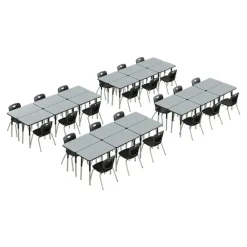 Corrella Height Adjustable Collaborative Desk Package w/ 24 Rectangle Desks & 24 Chairs