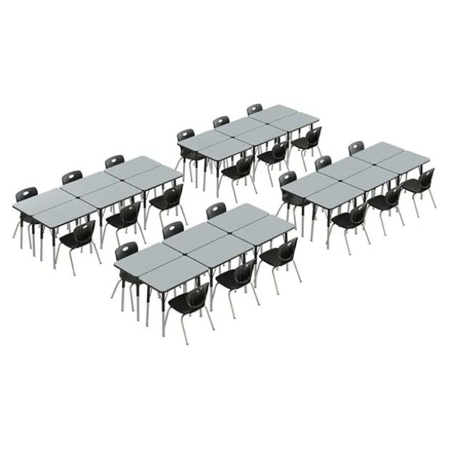 Corrella Height Adjustable Collaborative Desk Package w/ 24 Rectangle Desks & 24 Chairs