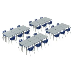 Corrella Height Adjustable Collaborative Desk Package w/ 24 Rectangle Desks & 24 Chairs
