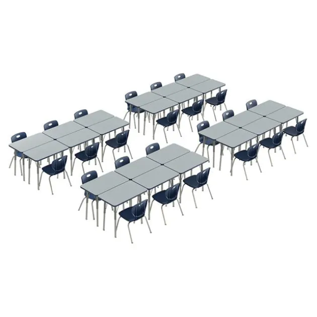 Corrella Height Adjustable Collaborative Desk Package w/ 24 Rectangle Desks & 24 Chairs