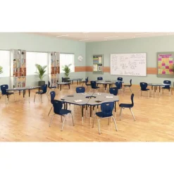 Corrella Height Adjustable Collaborative Desk Package w/ 6 Diamond Desks & 6 Chairs