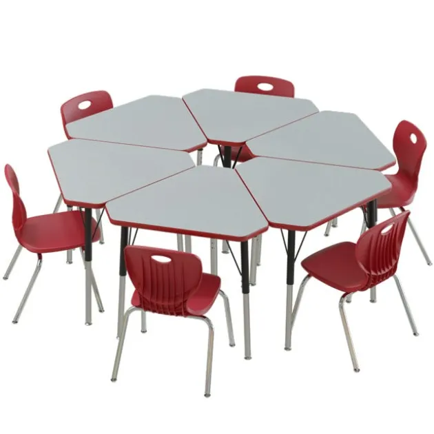 Corrella Height Adjustable Collaborative Desk Package w/ 6 Diamond Desks & 6 Chairs