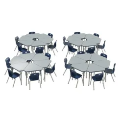 Corrella Height Adjustable Collaborative Desk Package w/ 24 Diamond Desks & 24 Chairs