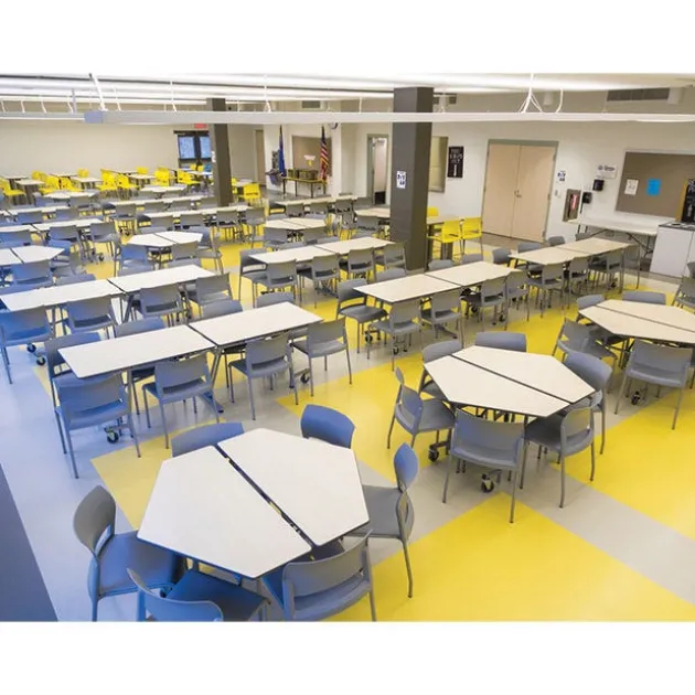 Customizable Mobile Cafeteria Table - 48'' Hexagonal