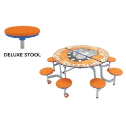Customizable Mobile Cafeteria Table with Stools (60" Round)