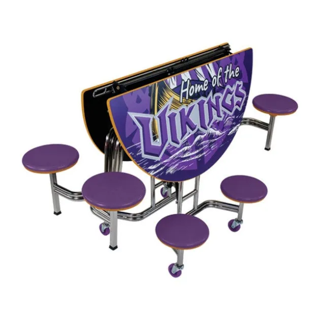 Customizable Mobile Cafeteria Table with Stools (60" Round)
