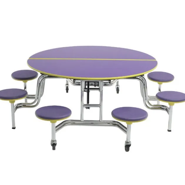 Customizable Mobile Cafeteria Table with Stools (60" Round)