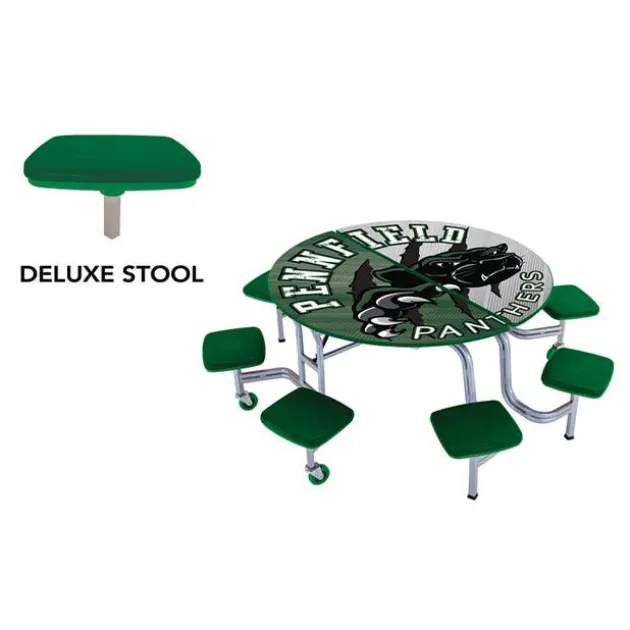 Customizable Mobile Cafeteria Table with Stools (60" Round)
