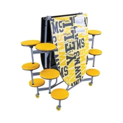Customizable Mobile Elliptical Cafeteria Table with Stools