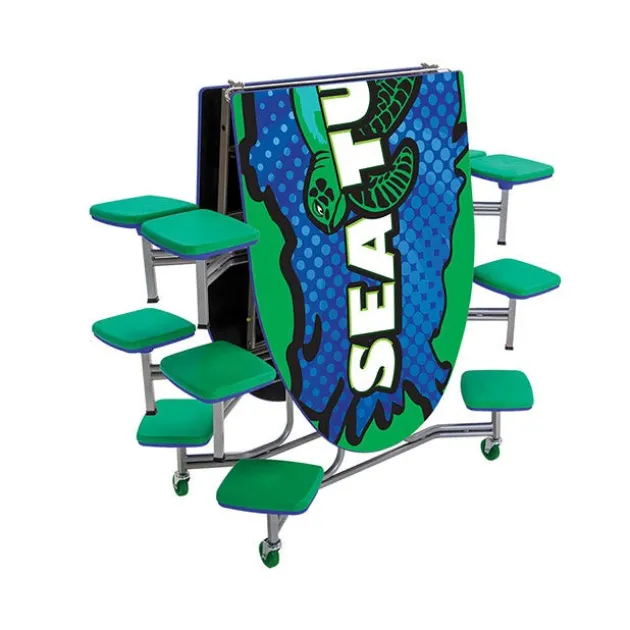 Customizable Mobile Elliptical Cafeteria Table with Stools
