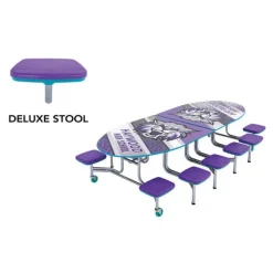 Customizable Mobile Elliptical Cafeteria Table with Stools