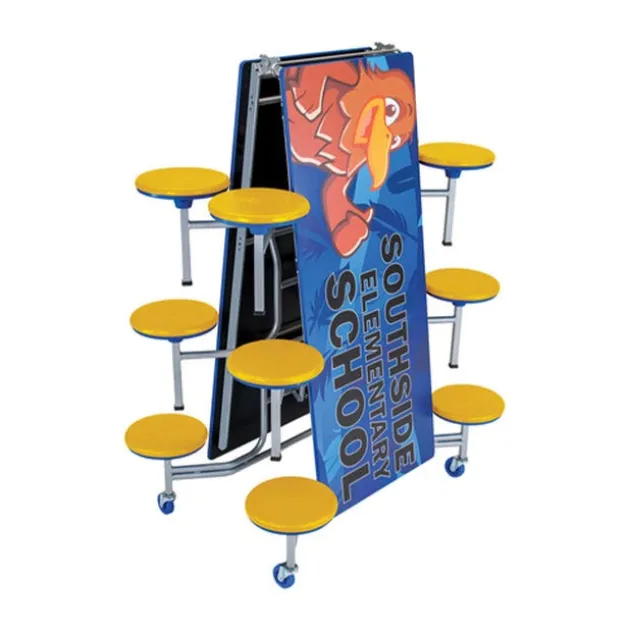 Customizable Mobile Stool Cafeteria Table - 12 Stools (10' L)