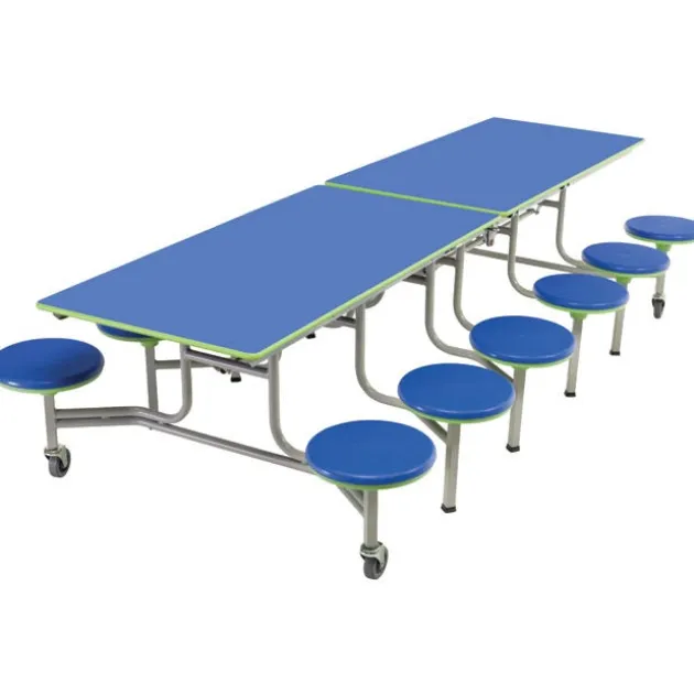 Customizable Mobile Stool Cafeteria Table - 12 Stools (10' L)