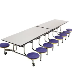 Customizable Mobile Stool Cafeteria Table - 16 Stools (12' L)
