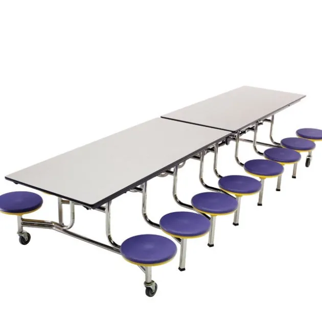 Customizable Mobile Stool Cafeteria Table - 16 Stools (12' L)