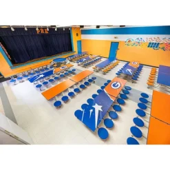 Customizable Mobile Stool Cafeteria Table - 16 Stools (12' L)