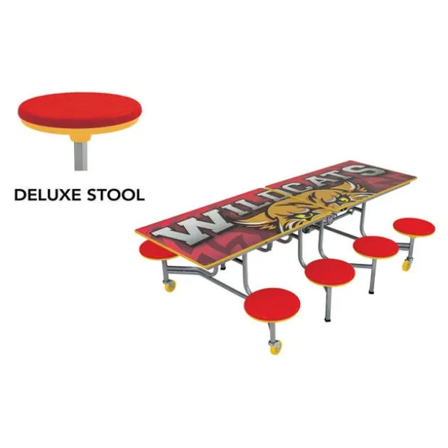 Customizable Mobile Stool Cafeteria Table - 8 Stools (8' L)