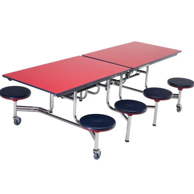 Customizable Mobile Stool Cafeteria Table - 8 Stools (8' L)