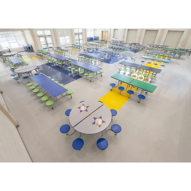 Customizable Mobile Stool Cafeteria Table - 8 Stools (8' L)