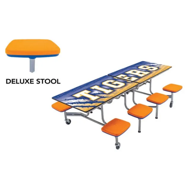 Customizable Mobile Stool Cafeteria Table - 8 Stools (8' L)