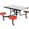 Customizable Mobile Stool Cafeteria Table - 4 Stools (4' L)