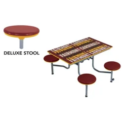 Customizable Mobile Stool Cafeteria Table - 4 Stools (4' L)