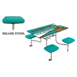 Customizable Mobile Stool Cafeteria Table - 4 Stools (4' L)