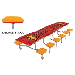 Customizable Ocean Wave Top Mobile Stool Cafeteria Table - 12 Stools (12' L)