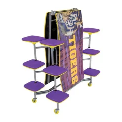 Customizable Ocean Wave Top Mobile Stool Cafeteria Table - 12 Stools (12' L)