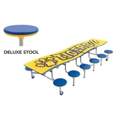 Customizable Ocean Wave Top Mobile Stool Cafeteria Table - 12 Stools (12' L)