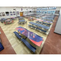 Customizable Ocean Wave Top Mobile Bench Cafeteria Table (10' L)