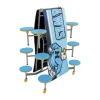 Customizable Ocean Wave Top Mobile Stool Cafeteria Table - 12 Stools (10' L)