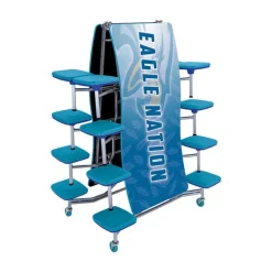 Customizable Ocean Wave Top Mobile Stool Cafeteria Table - 16 Stools (12' L)