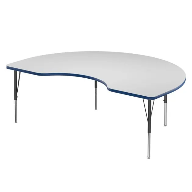 Deluxe Dry Erase Activity Table & Classic Student Chair Packages (48" x 72" Kidney - 1 Table & 6 Chairs)