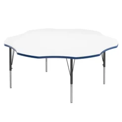 Deluxe Dry Erase Activity Table & Classic Student Chair Packages (60" Flower - 1 Table & 6 Chairs)