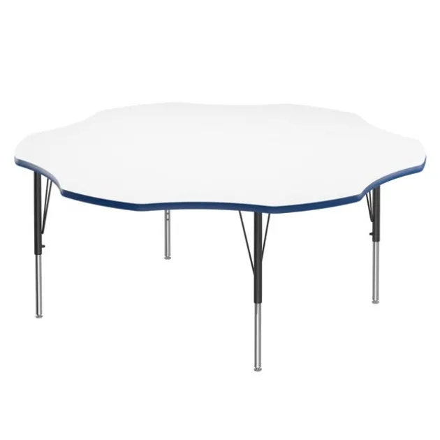 Deluxe Dry Erase Activity Table & Classic Student Chair Packages (60" Flower - 1 Table & 6 Chairs)