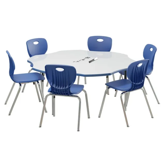 Deluxe Dry Erase Activity Table & Classic Student Chair Packages (60" Flower - 1 Table & 6 Chairs)