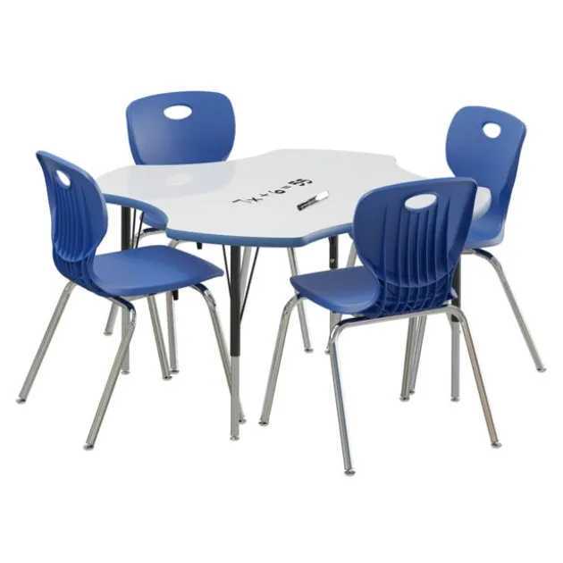 Deluxe Dry Erase Activity Table & Classic Student Chair Packages (48" Clover - 1 Table & 4 Chairs)
