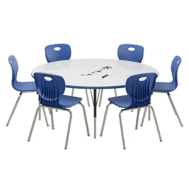 Deluxe Dry Erase Activity Table & Classic Student Chair Packages (60" Round - 1 Table & 6 Chairs)